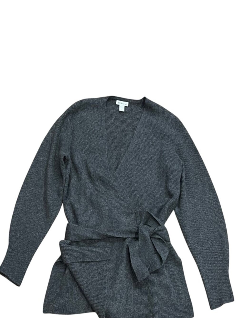 Athleta Alpine Wrap Sweater Fine Wool & Cashmere, Charcoal, XL - Picture 5 of 5